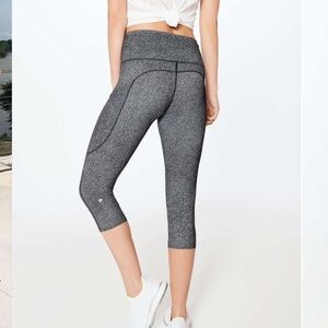 Lululemon Fast & Free Crop II Nulux 19” Fractal Dark Starlight Black Womens 8